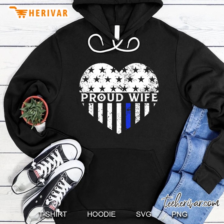 Womens Police Wife Shirt Thin Blue Line Flag Law Enforcement Hoodie