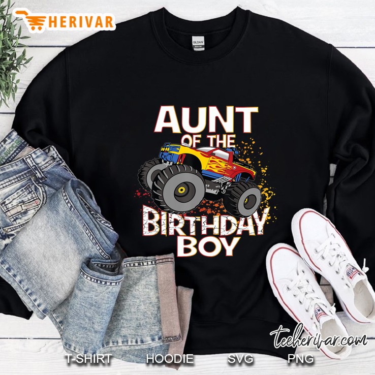 Aunt Of The Birthday Boy Monster Truck Sweatshirt