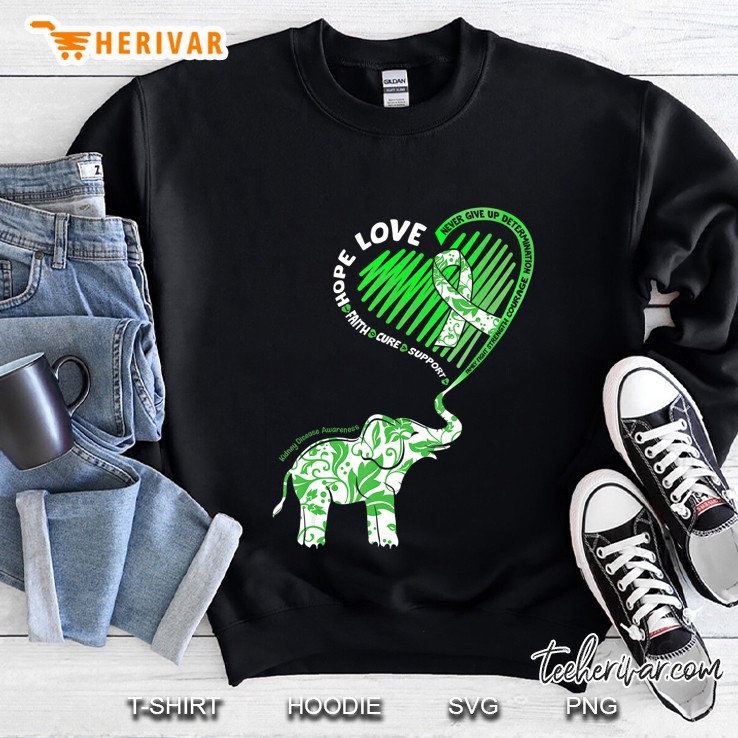 Cute Elephant With Heart Kidney Disease Awareness Gifts Sweatshirt