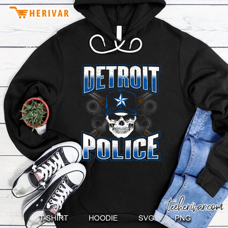 Detroit Michigan Pd Policeman Graphic Skull Guns Hoodie