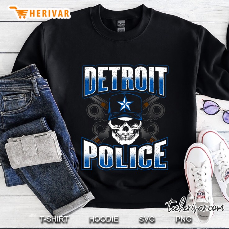 Detroit Michigan Pd Policeman Graphic Skull Guns Sweatshirt