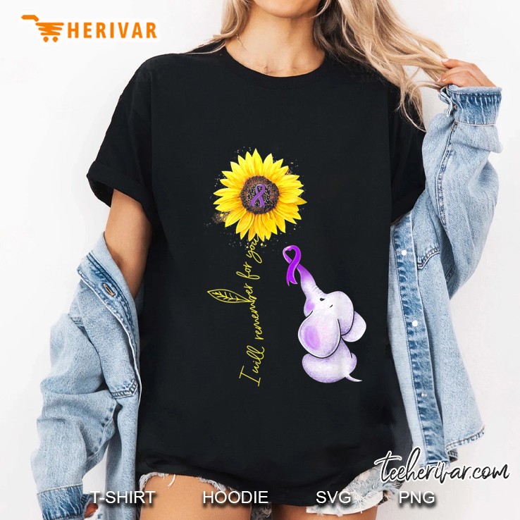 Elephant I Will Remember For You Sunflower Alzheimer Ladies Tee