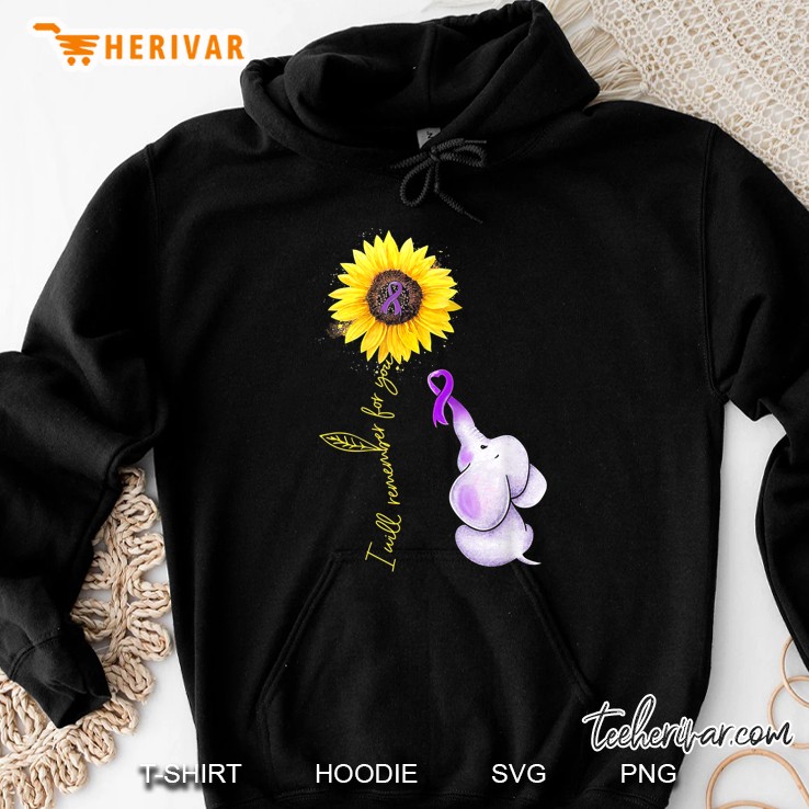 Elephant I Will Remember For You Sunflower Alzheimer Hoodie