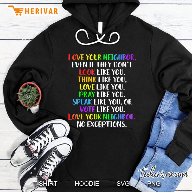 Love Your Neighbor Kindness Equality Rainbow Shirt Mugs