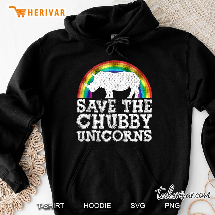 Save The Chubby Unicorns Gift Rhino Conservation Rainbow Tank Top Hoodie