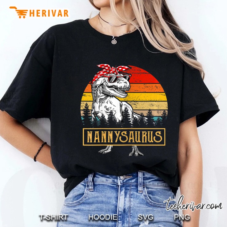 Womens Nannysaurus Dinosaur Tshirt Rex Mother Day For Mom Gift Ladies Tee