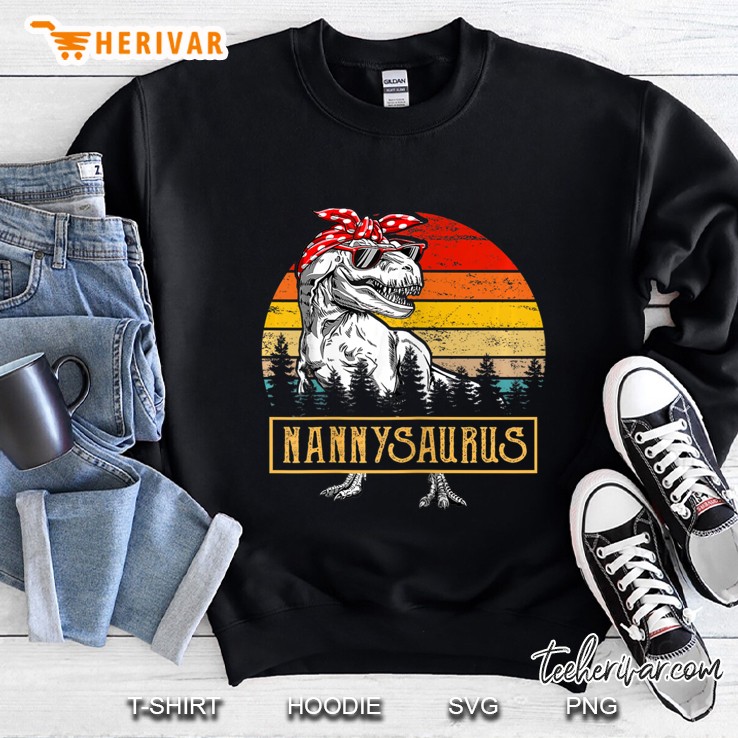 Womens Nannysaurus Dinosaur Tshirt Rex Mother Day For Mom Gift Sweatshirt