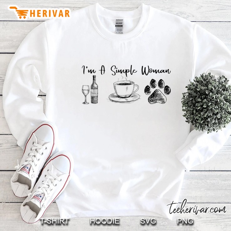 I'm A Simple Woman Loves Wine Coffee And Dog Tshirt Mugs