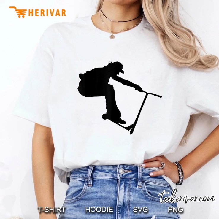 Silhouette Scootering Stunt Scooter Rider Racing Trick Racer Ladies Tee