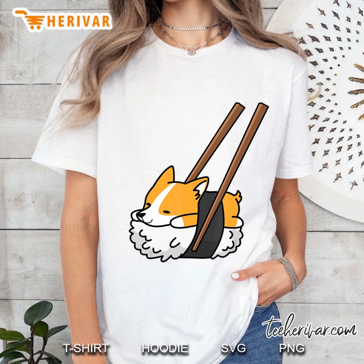 Sushi Corgi Funny Dog Shirt Ladies Tee