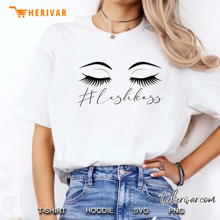 Womens Eyelash Boss Eyelash Extension Beauty Salon Girl Lashes V-Neck Ladies Tee