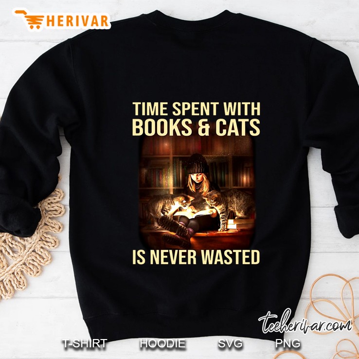 Time Spent With Books & Cat Is Never Wasted Sweatshirt