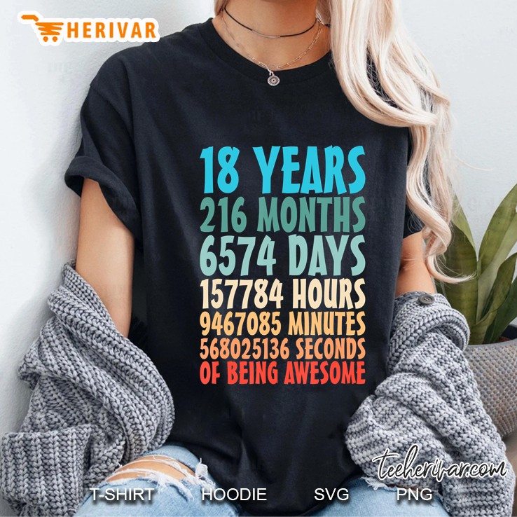 18 Years Of Being Awesome 18 Yr Old 18Th Birthday Countdown Hoodie