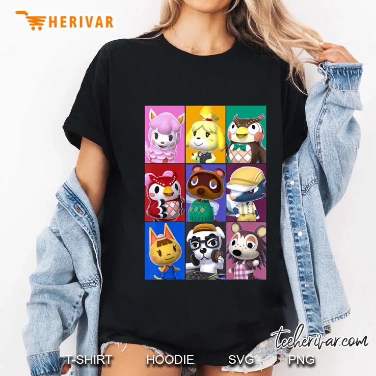 Animal Crossing Towns Folk Yearbook Photo Style Poster Ladies Tee
