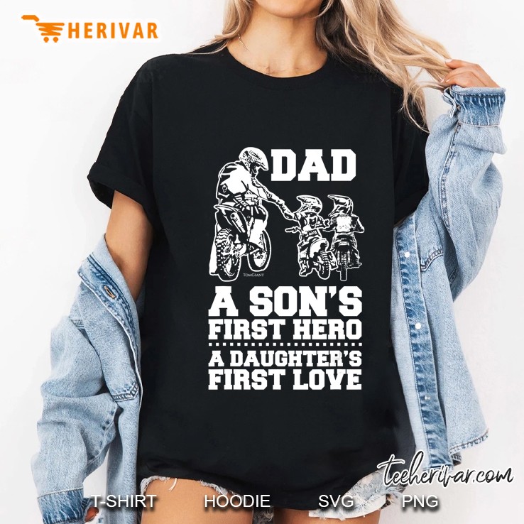 Bicer Dad Hero First Love Dirt Bike Rider Motocross Gift Ladies Tee