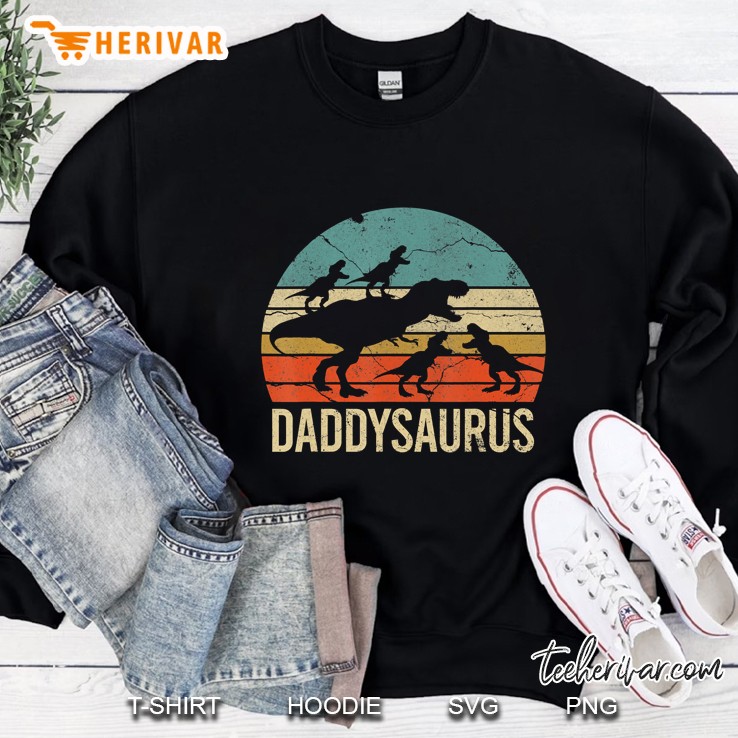 Daddy Dinosaur Daddysaurus 4 Four Kids Gift For Father Day Sweatshirt