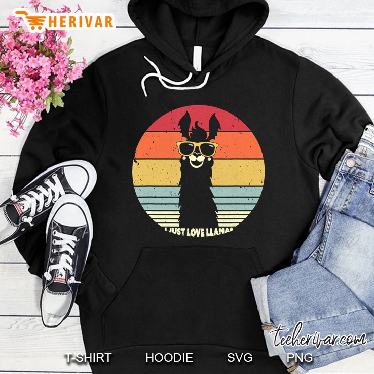 I Just Love Llamas, Retro Style Llama Hoodie