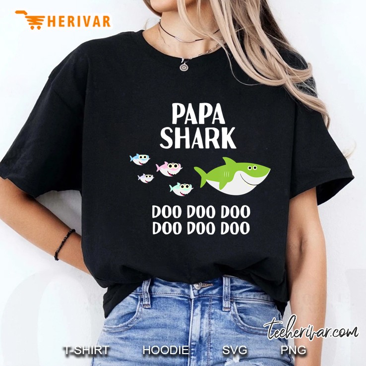 Mens Papa Shark Doo Doo Shirt Papa Gifts For Grandpa Fathers Day Ladies Tee