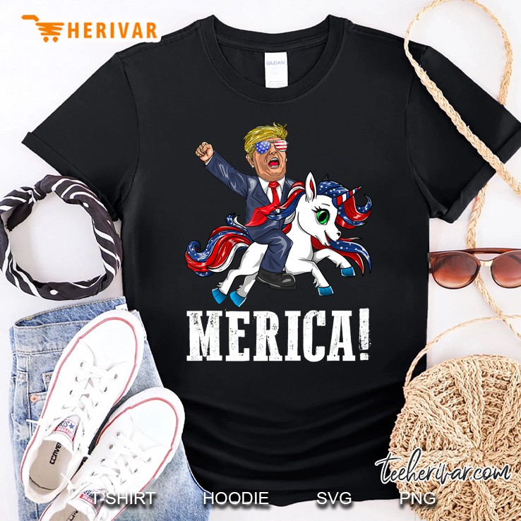 Merica Flag Sunglasses Unicorn Trump America First Gift Shirt