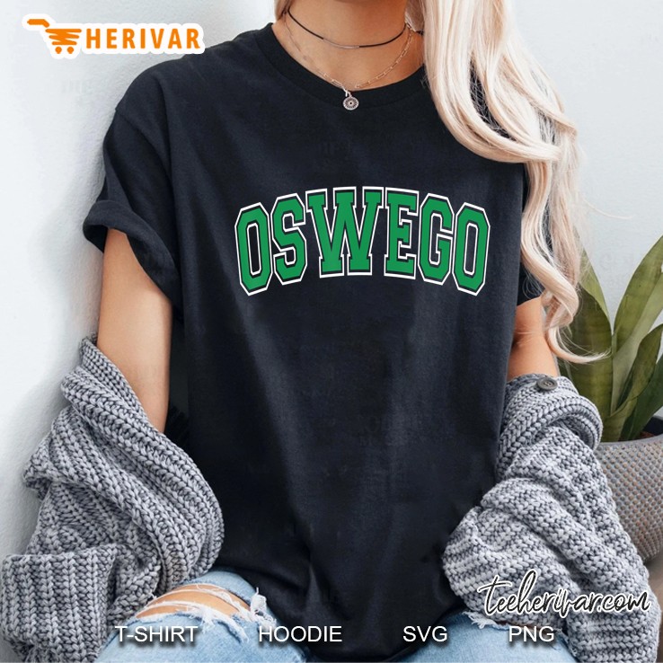Oswego Varsity Style Green Text Ladies Tee
