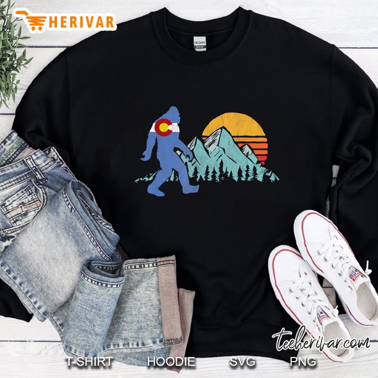 Retro Bigfoot Sun & Mountain State Flag Of Colorado Sweatshirt