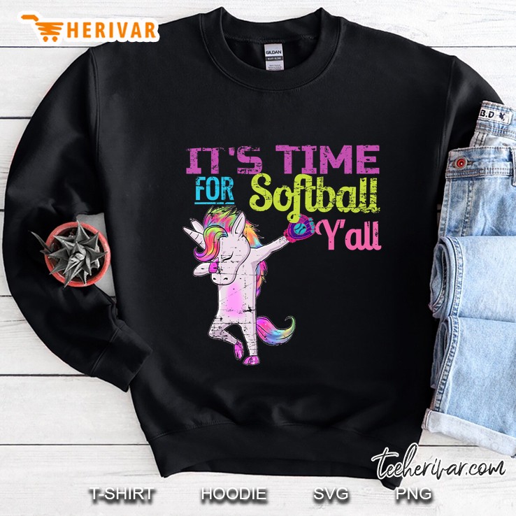 Softball Shirt Girls Dabbing Unicorn Softball Y'all Vintage Mugs