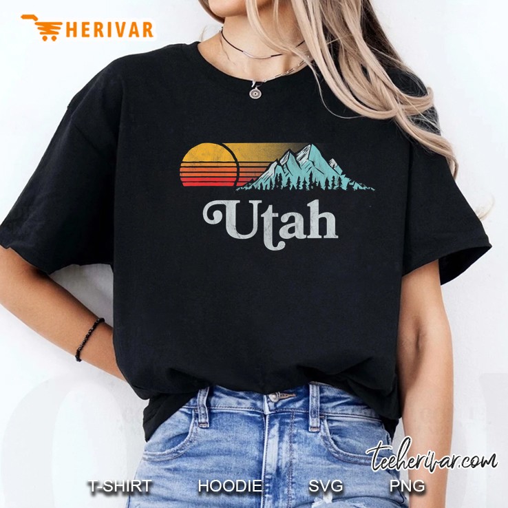 Utah Vintage Mountain Sunset Eighties Retro Graphic Ladies Tee