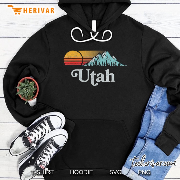 Utah Vintage Mountain Sunset Eighties Retro Graphic Hoodie