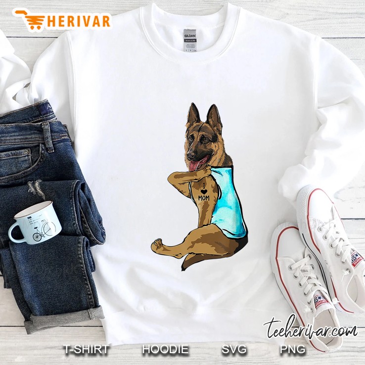 German Shepherd I Love Mom Tattoo Sweatshirt
