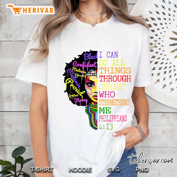I Can Do All Through Chris Black Woman Faith Ladies Tee