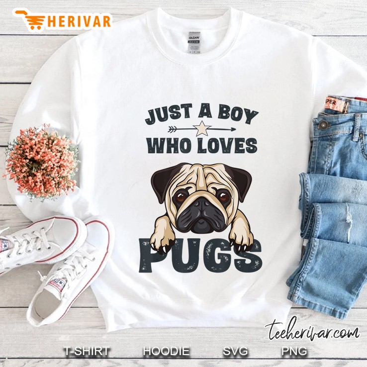 Love Pugs Tshirt Funny Cute Pug Lover Saying Gift For Boys Sweatshirt