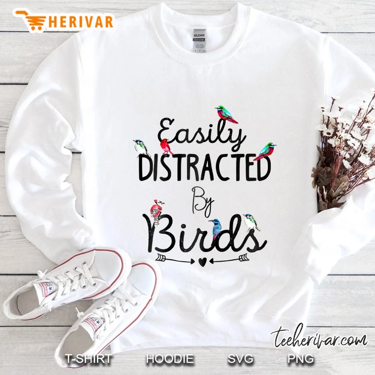 Womens Easily Distracted By Birds Watercolor Birds Best Art Sweatshirt