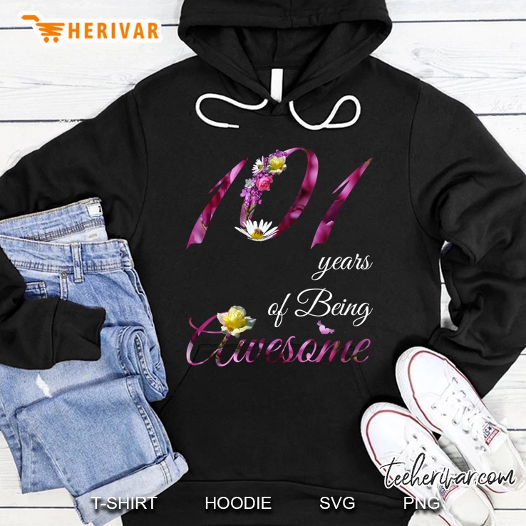 101 Year Old Shirt Awesome Floral 1919 101St Birthday Gift Hoodie