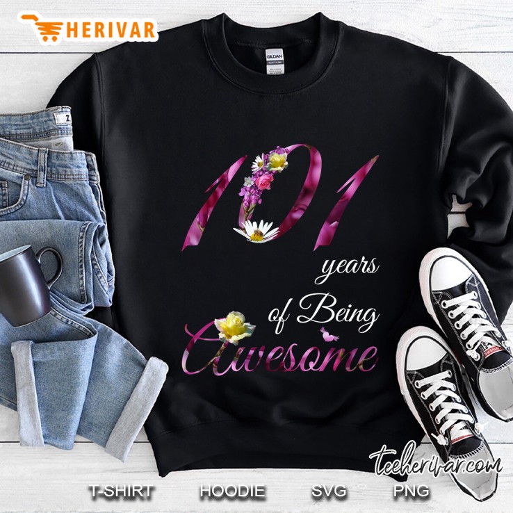 101 Year Old Shirt Awesome Floral 1919 101St Birthday Gift Sweatshirt