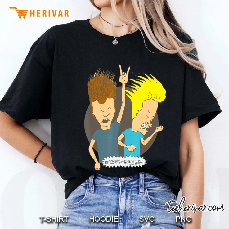 Beavis And Butt-Head Rock On Faded Portrait Hoodie