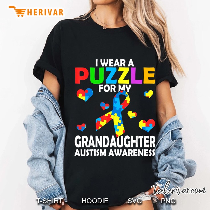 I Wear A Puzzle For My Granddaughter Cute Autism Awareness Ladies Tee