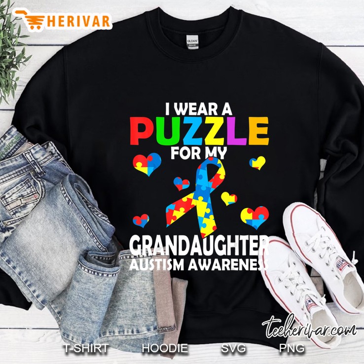 I Wear A Puzzle For My Granddaughter Cute Autism Awareness Sweatshirt