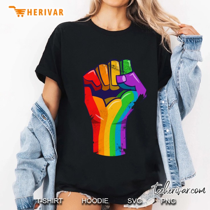 Resist Fist Rainbow Flag Gay Pride Pullover Hoodie