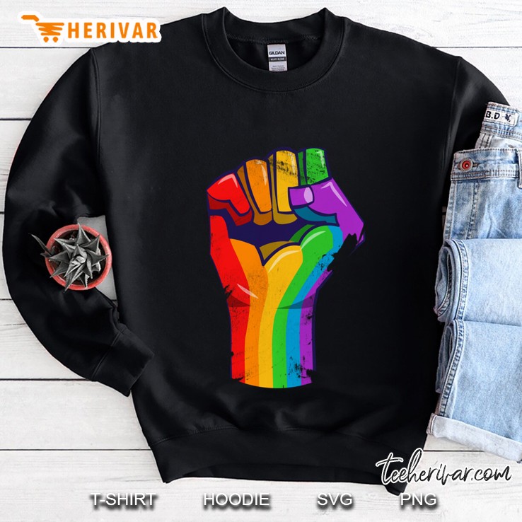 Resist Fist Rainbow Flag Gay Pride Pullover Mugs