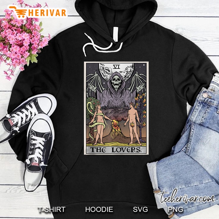 The Lovers Tarot Card Grim Reaper Halloween Gothic Hoodie