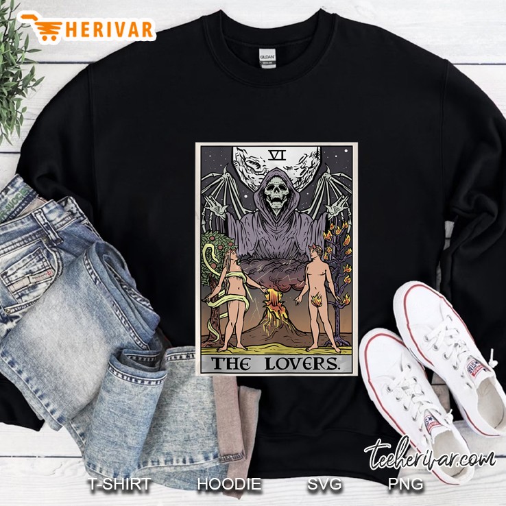 The Lovers Tarot Card Grim Reaper Halloween Gothic Sweatshirt
