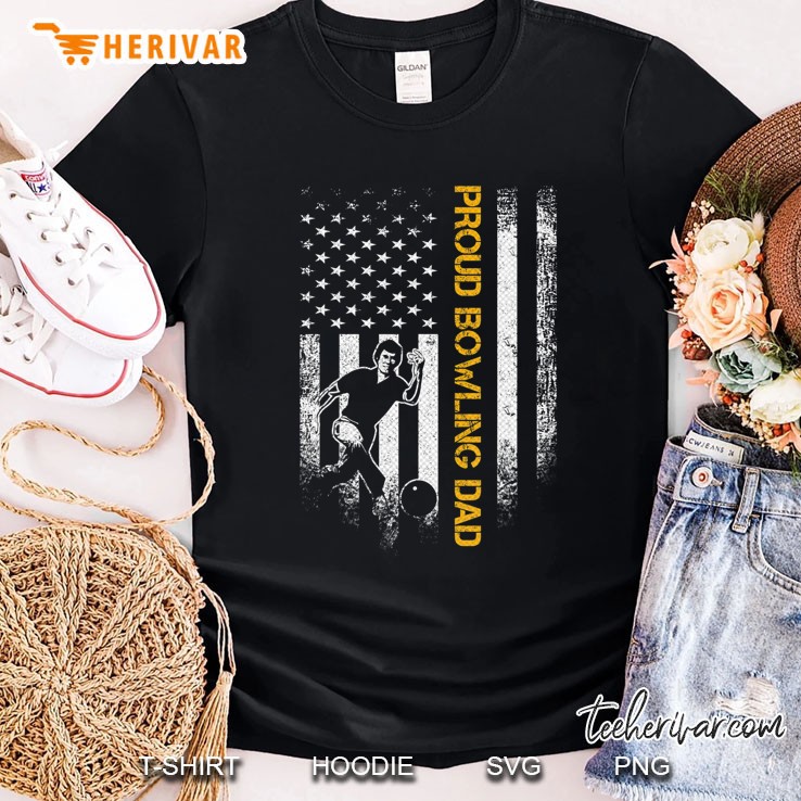 Proud Bowling Dad Usa American Flag Shirt