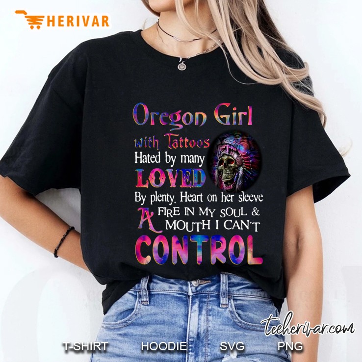 Oregon Girl With Tattoos Hated My Many Loved By Plenty Heart On Her Sleeve Ladies Tee