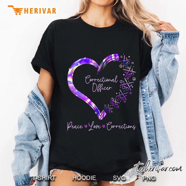Correctional Officer Peace Love Corrections Heart Version Ladies Tee