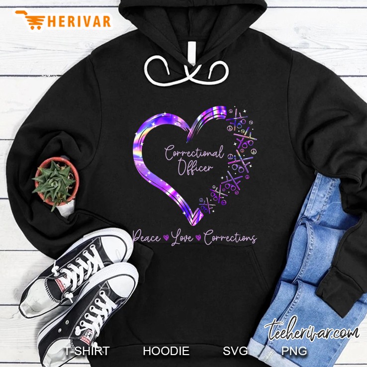 Correctional Officer Peace Love Corrections Heart Version Hoodie