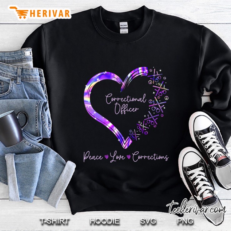 Correctional Officer Peace Love Corrections Heart Version Sweatshirt