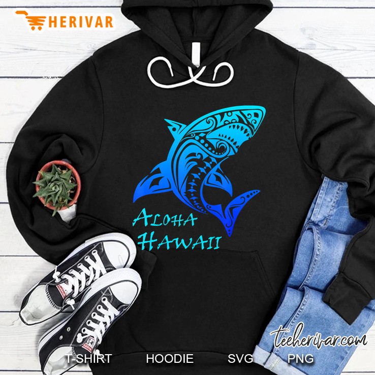 Aloha Hawaii Vintage Tribal Shark Vacation Hoodie