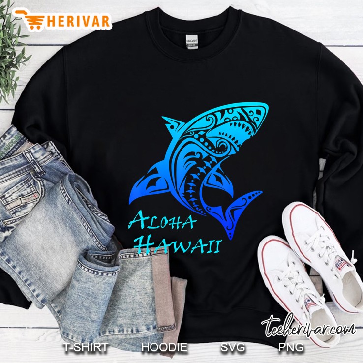 Aloha Hawaii Vintage Tribal Shark Vacation Sweatshirt