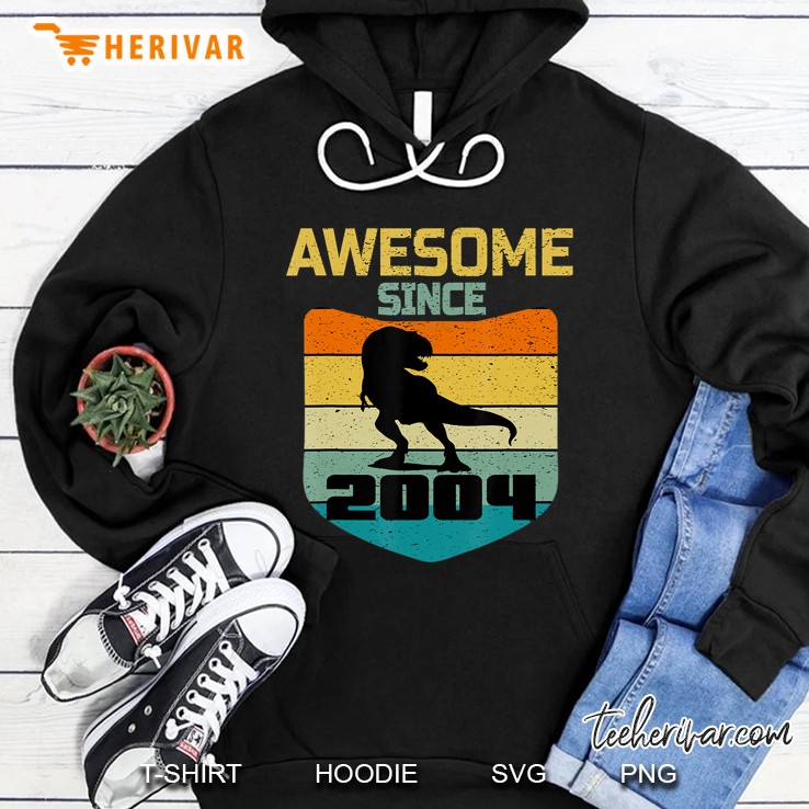 Awesome Since 2004 Boys Girls 16Th Birthday 16 Year Dinosaur Hoodie