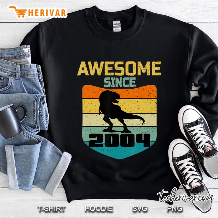 Awesome Since 2004 Boys Girls 16Th Birthday 16 Year Dinosaur Sweatshirt